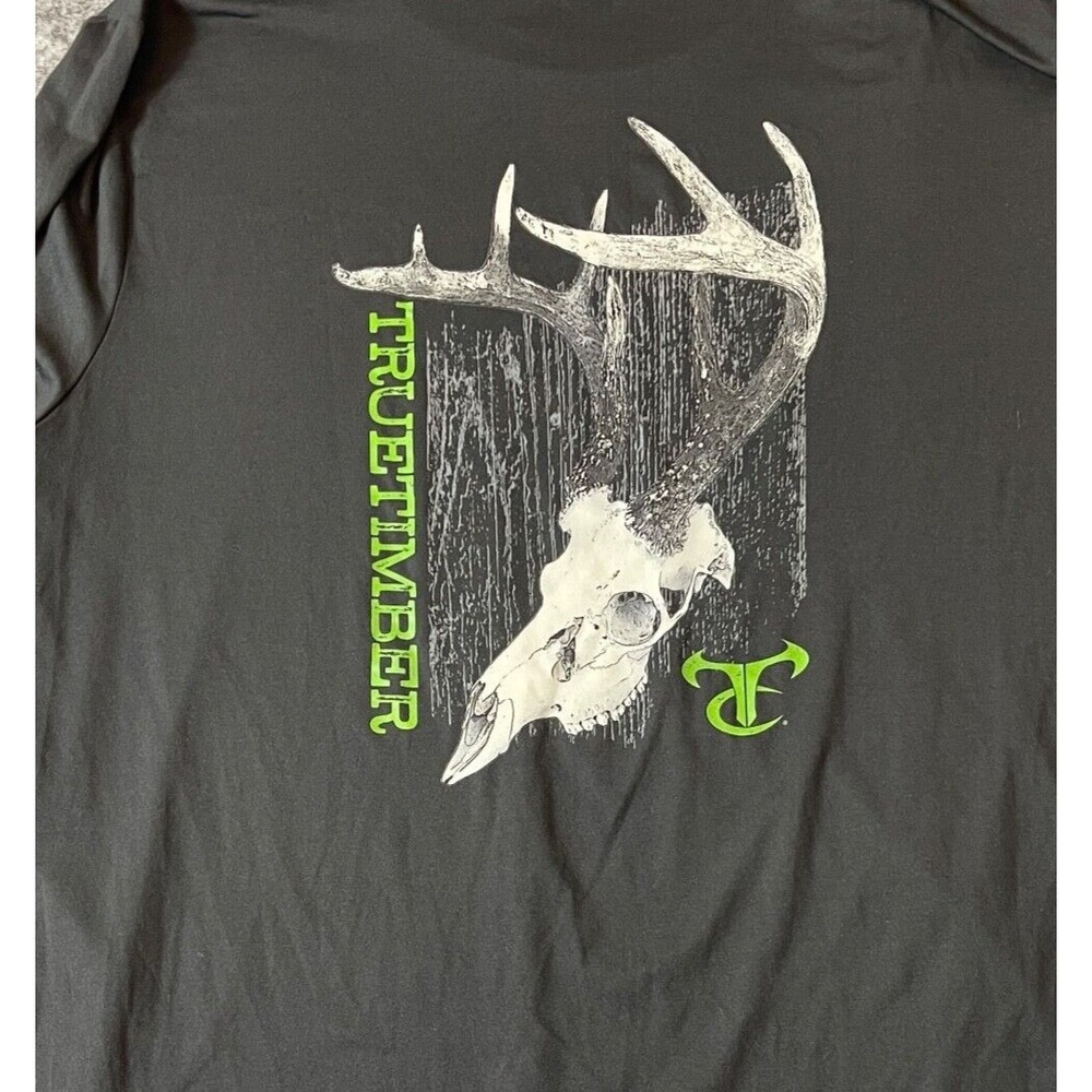 TrueTimber Mens 2XL Black Performance Long Sleeve Shirt Deer Skull Graphic Tee